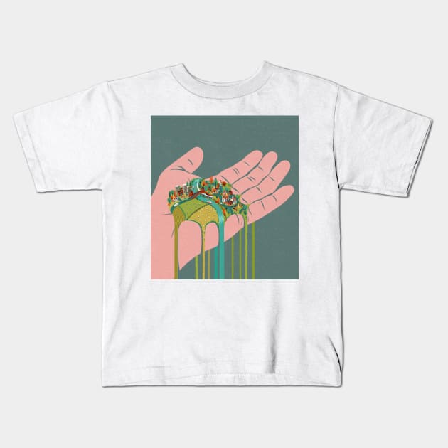 Earth Hand Kids T-Shirt by John Holcroft